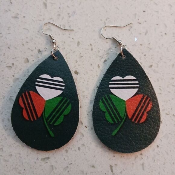 3 for 26 - St. Patrick's Day Faux Leather Earrings - Picture 1 of 3